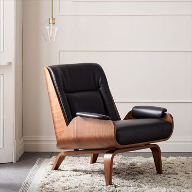 Paulo Bent Ply Leather Chair